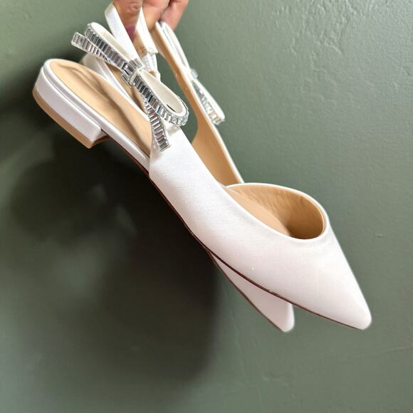 NEW Ted Baker Green Jewel Bow Jane Slingback D'orsay Flats US 8.5 NEW Ted - Picture 2 of 7